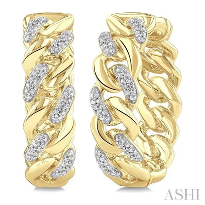 Gold Vermeil Curb & Cuban Diamond Hoop Earrings