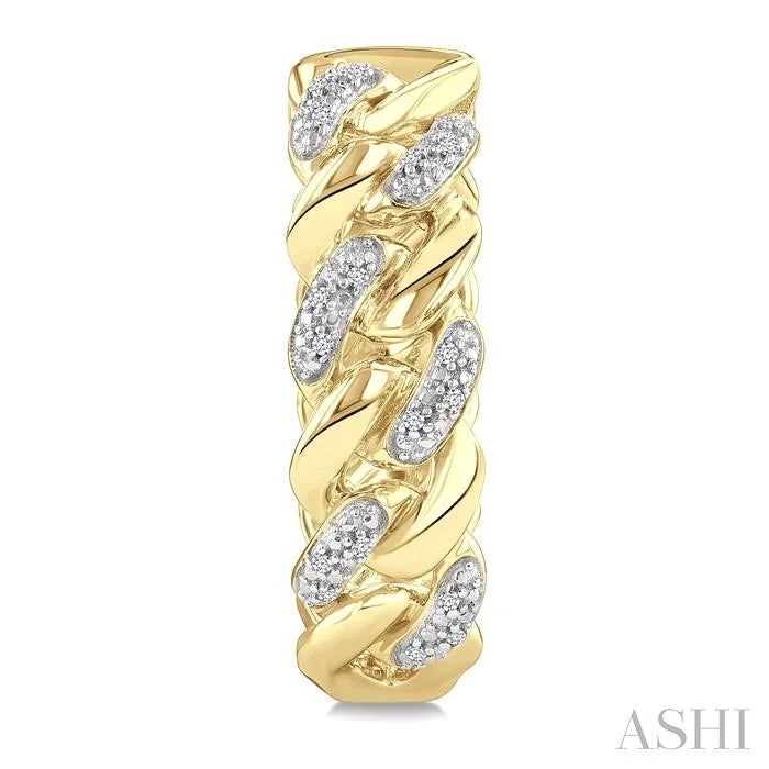Gold Vermeil Curb & Cuban Diamond Hoop Earrings