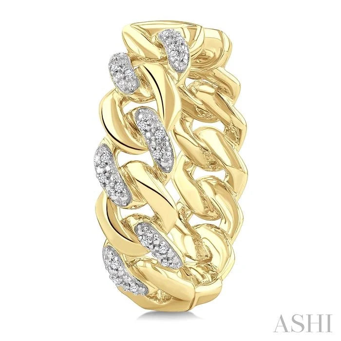 Gold Vermeil Curb & Cuban Diamond Hoop Earrings