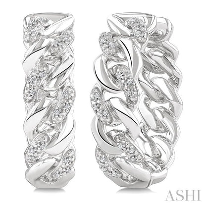 Silver Curb & Cuban Diamond Hoop Earrings