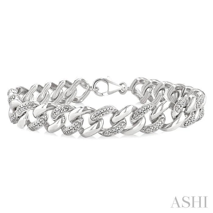 Silver Bold Curb & Cuban Diamond Bracelet