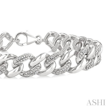 Silver Bold Curb & Cuban Diamond Bracelet