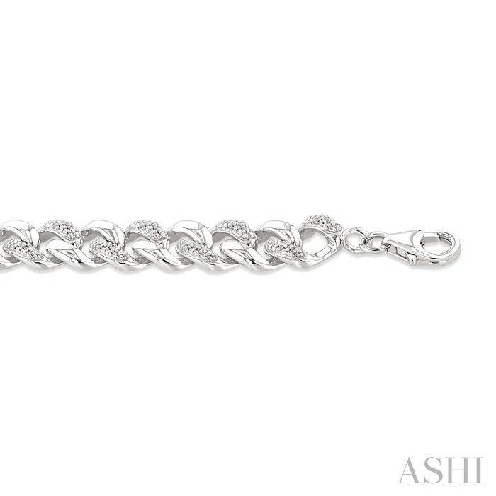 Silver Bold Curb & Cuban Diamond Bracelet
