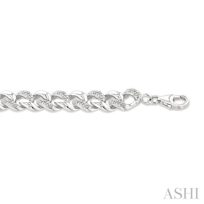 Silver Bold Curb & Cuban Diamond Bracelet