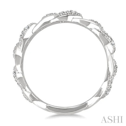 Silver Bold Curb & Cuban Diamond Ring
