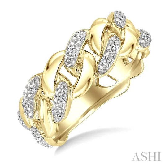 Gold Vermeil Bold Curb & Cuban Diamond Ring