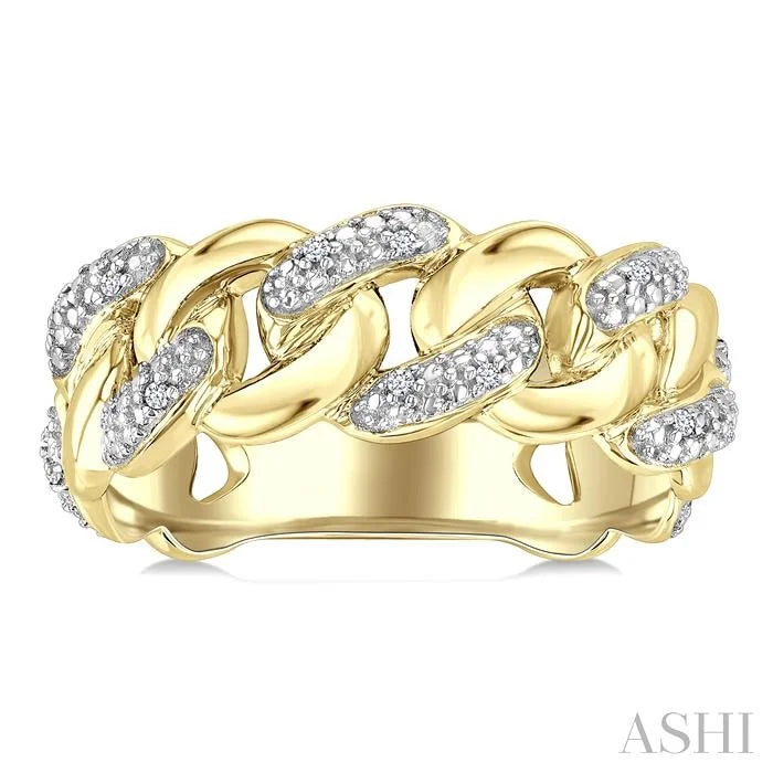 Gold Vermeil Bold Curb & Cuban Diamond Ring
