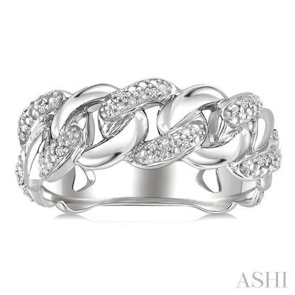 Silver Bold Curb & Cuban Diamond Ring