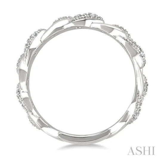 Silver Bold Curb & Cuban Diamond Ring