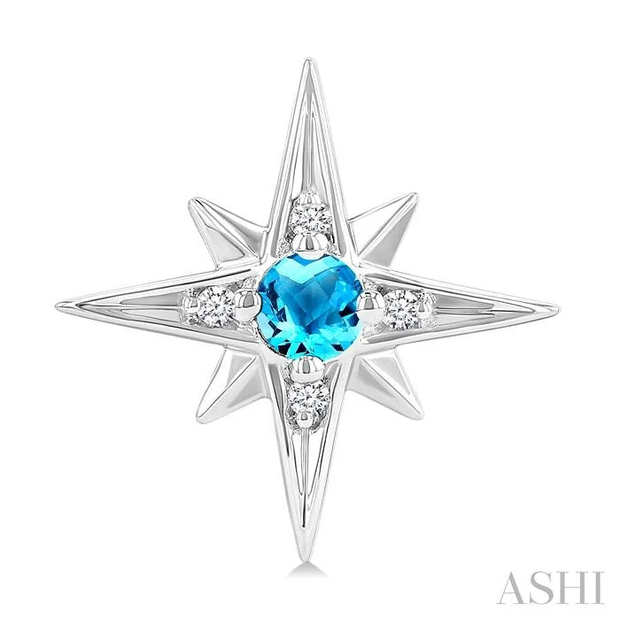 Silver Star Gemstone & Diamond Fashion Earrings