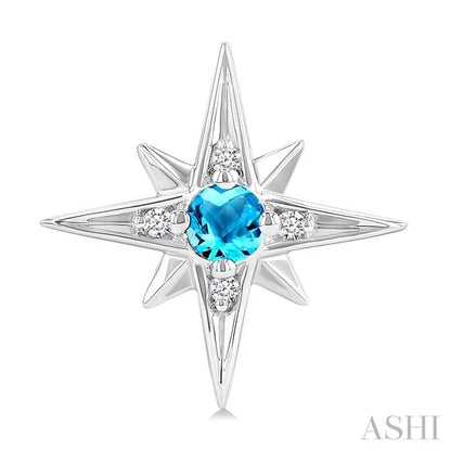 Silver Star Gemstone & Diamond Fashion Earrings