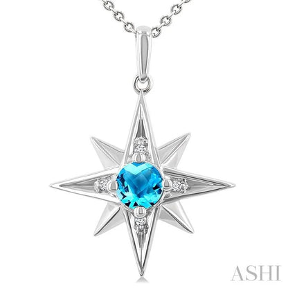 Silver Star Gemstone & Diamond Fashion Pendant