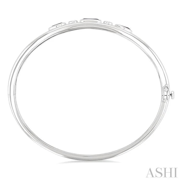 Silver Mixed Shape Gemstone & Diamond Bangle