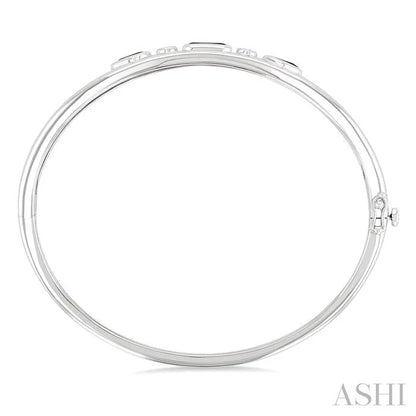 Silver Mixed Shape Gemstone & Diamond Bangle