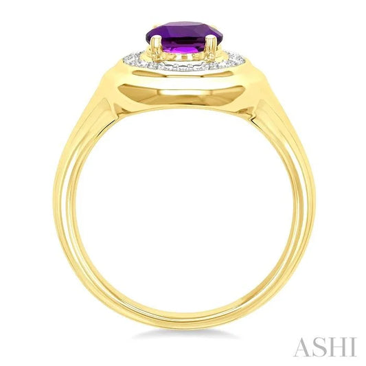 Gold Vermeil Bold Oval Shape Gemstone & Diamond Ring