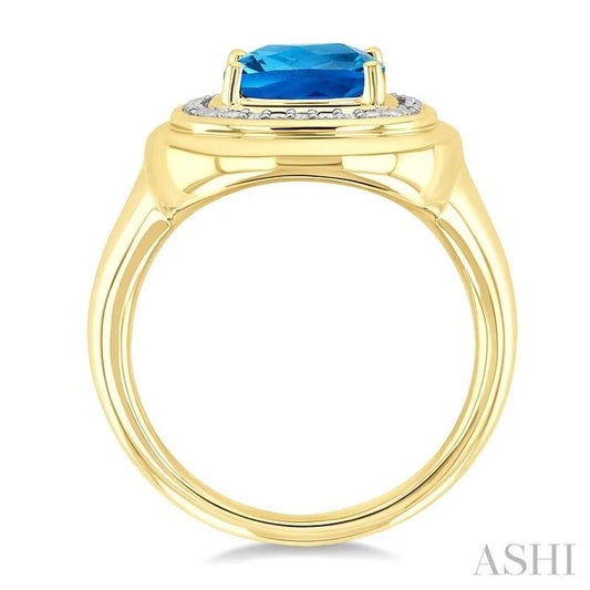 Gold Vermeil Bold Cushion Shape Gemstone & Diamond Ring