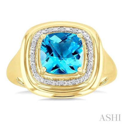 Gold Vermeil Bold Cushion Shape Gemstone & Diamond Ring