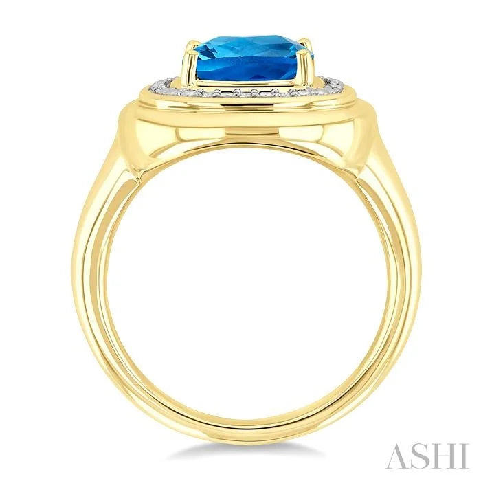 Gold Vermeil Bold Cushion Shape Gemstone & Diamond Ring