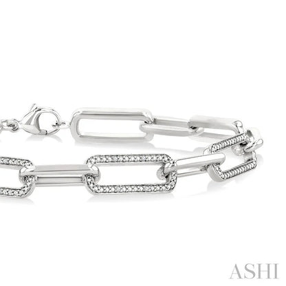 Silver Bold Paperclip Diamond Fashion Bracelet