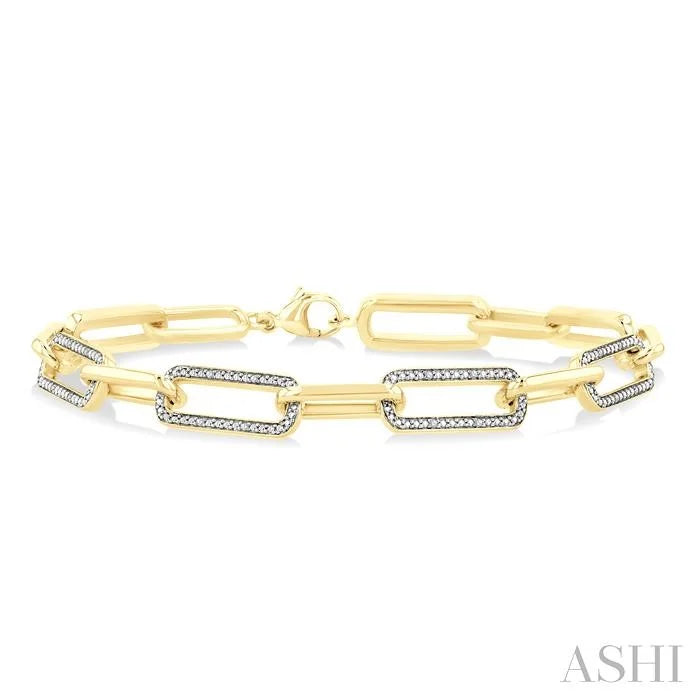 Gold Vermeil Bold Paperclip Diamond Fashion Bracelet