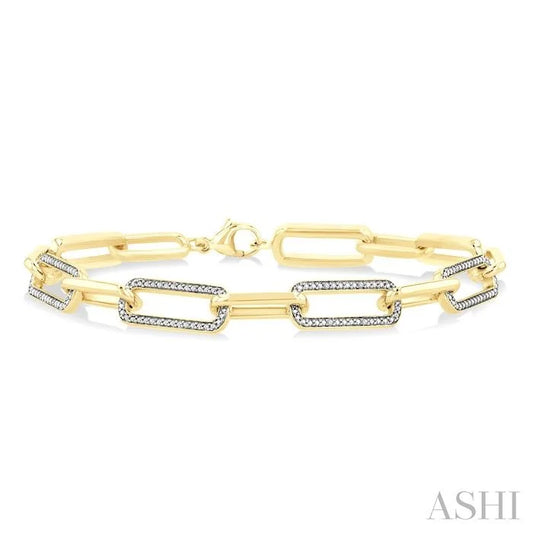 Gold Vermeil Bold Paperclip Diamond Fashion Bracelet