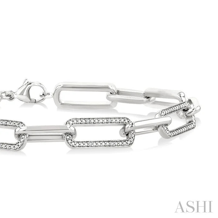 Silver Bold Paperclip Diamond Fashion Bracelet