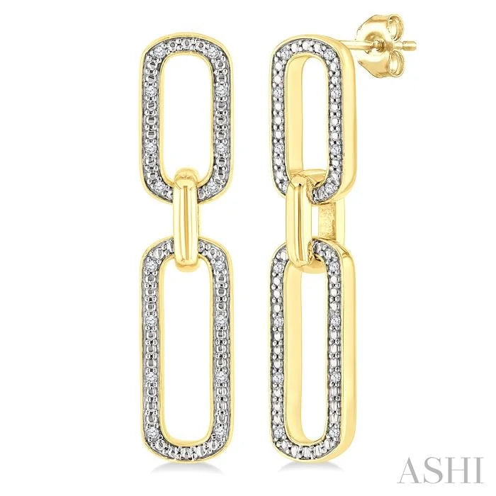 Gold Vermeil Bold Paperclip Diamond Fashion Earrings