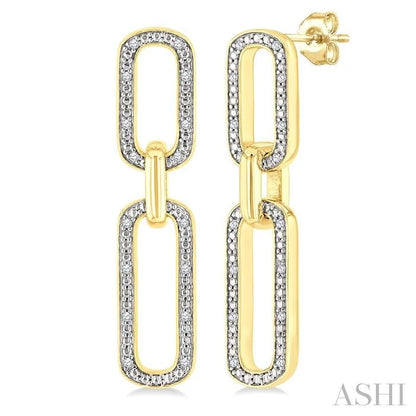Gold Vermeil Bold Paperclip Diamond Fashion Earrings