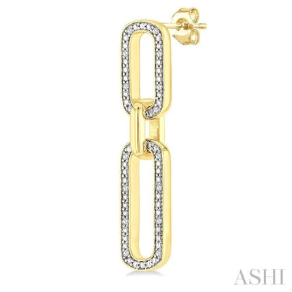 Gold Vermeil Bold Paperclip Diamond Fashion Earrings