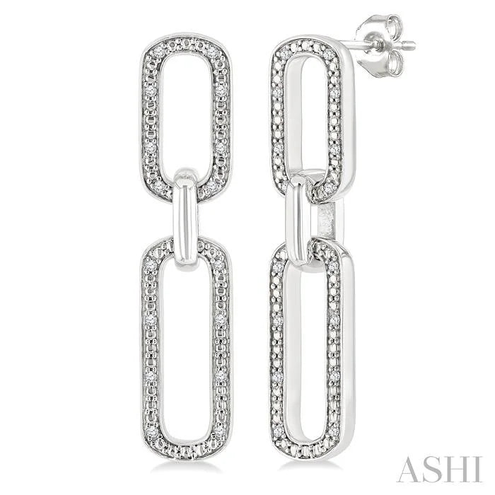 Silver Bold Paperclip Diamond Fashion Earrings