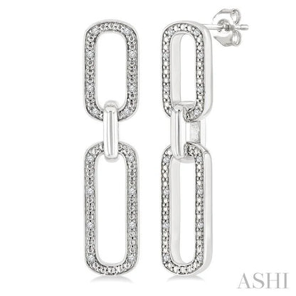 Silver Bold Paperclip Diamond Fashion Earrings