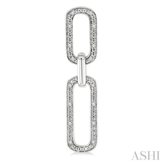 Silver Bold Paperclip Diamond Fashion Earrings
