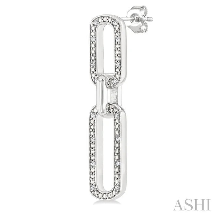 Silver Bold Paperclip Diamond Fashion Earrings