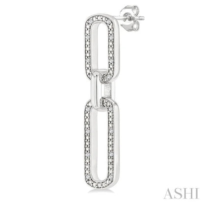 Silver Bold Paperclip Diamond Fashion Earrings
