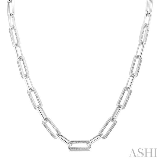 Silver Bold Paperclip Diamond Necklace