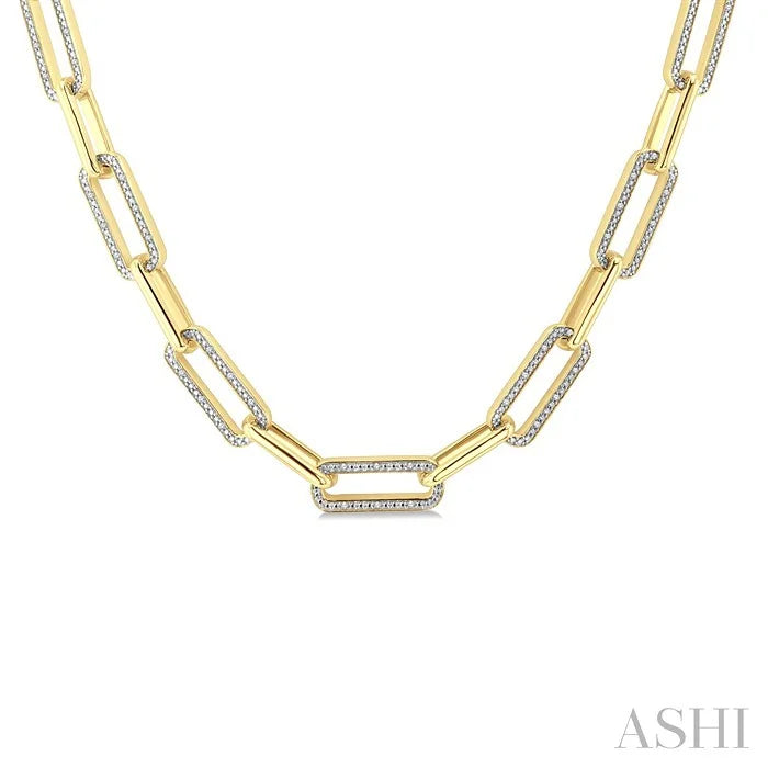 Gold Vermeil Bold Paperclip Diamond Necklace