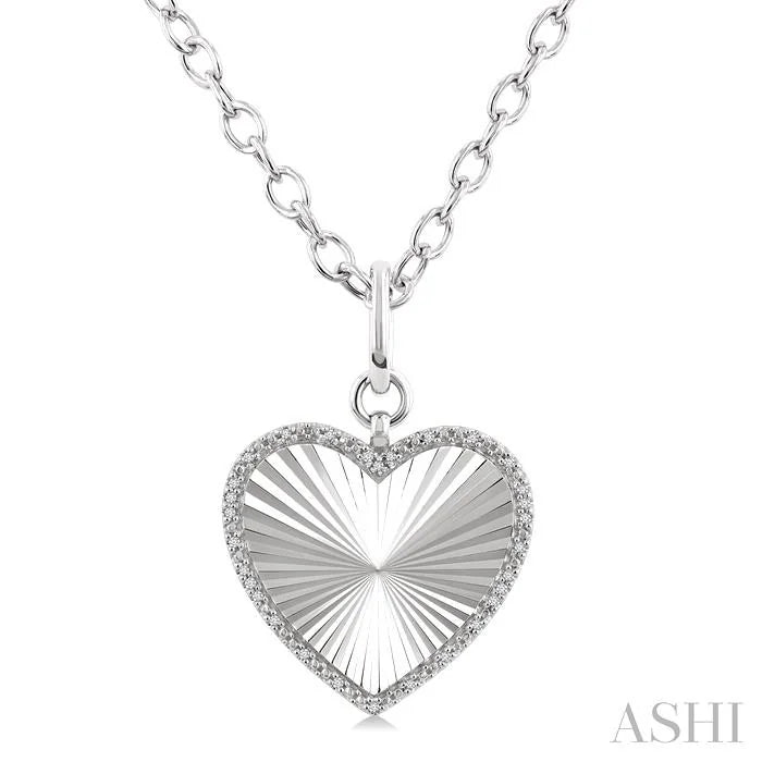 Silver Heart Fluted Medallion Diamond Pendant