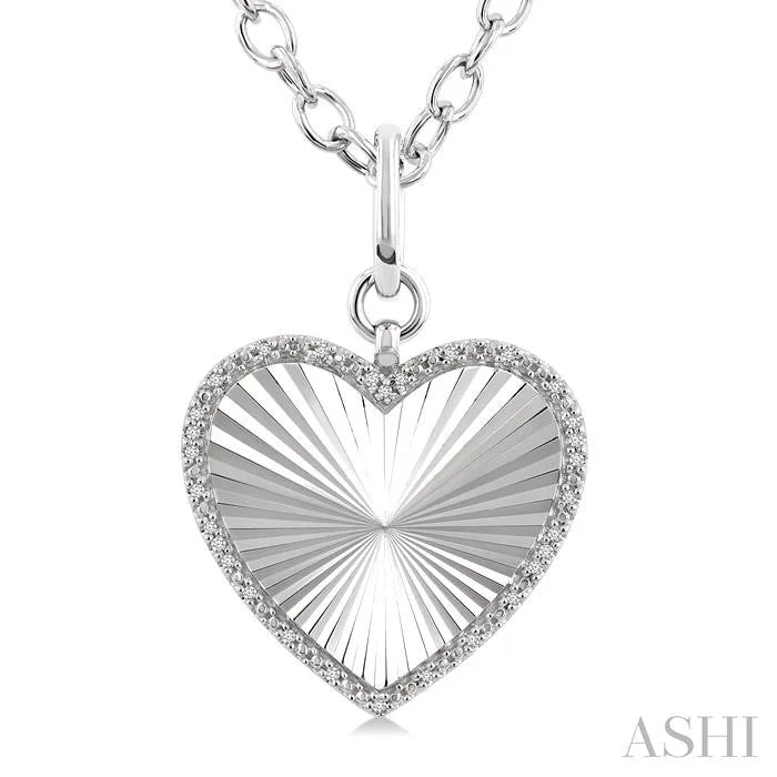 Silver Heart Fluted Medallion Diamond Pendant