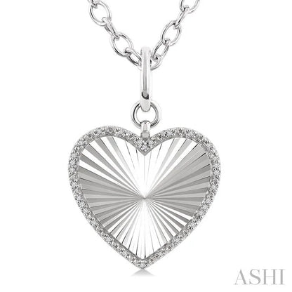 Silver Heart Fluted Medallion Diamond Pendant