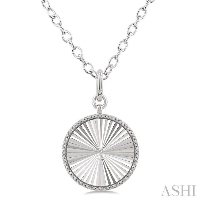 Silver Circle Fluted Medallion Diamond Pendant