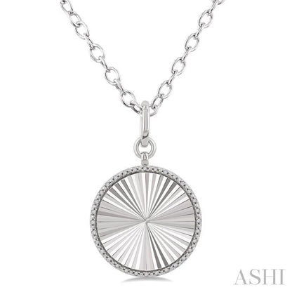 Silver Circle Fluted Medallion Diamond Pendant