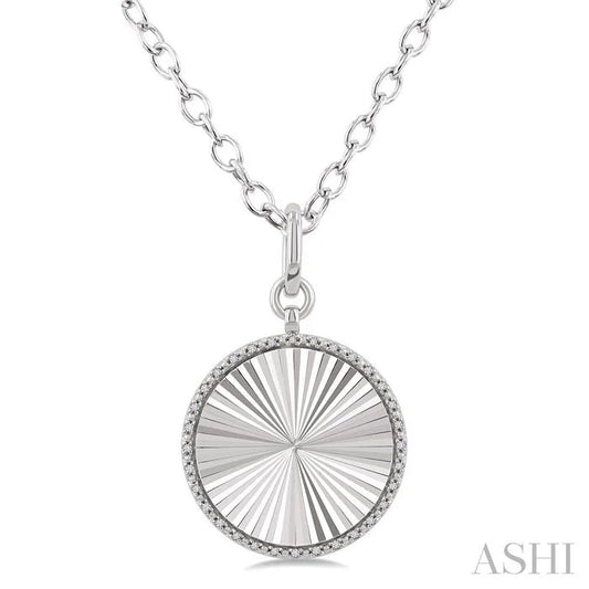 Silver Circle Fluted Medallion Diamond Pendant