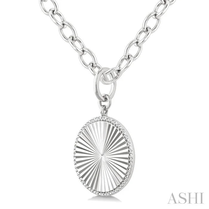 Silver Circle Fluted Medallion Diamond Pendant