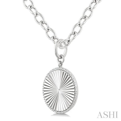 Silver Circle Fluted Medallion Diamond Pendant
