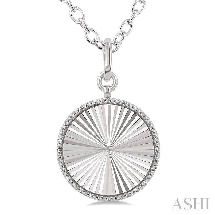 Silver Circle Fluted Medallion Diamond Pendant