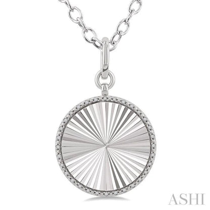Silver Circle Fluted Medallion Diamond Pendant