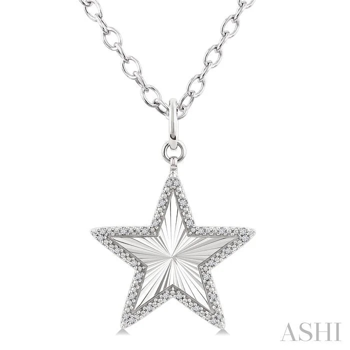 Silver Star Fluted Medallion Diamond Pendant