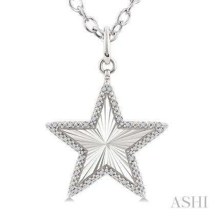 Silver Star Fluted Medallion Diamond Pendant