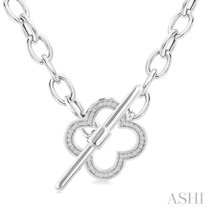 Silver Clover Toggle Diamond Fashion Necklace