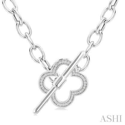 Silver Clover Toggle Diamond Fashion Necklace